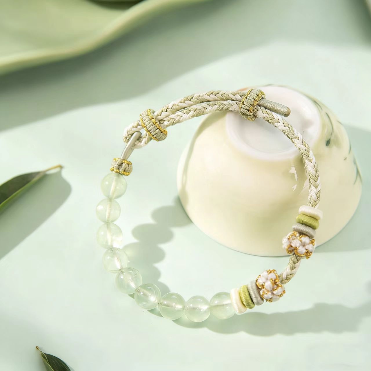 Natural Prehnite Bracelet – Green Strawberry Crystal Beads