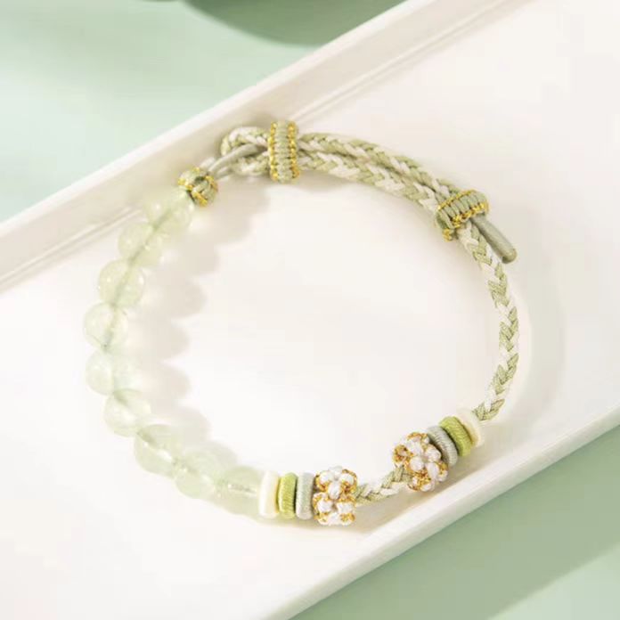 Natural Prehnite Bracelet – Green Strawberry Crystal Beads
