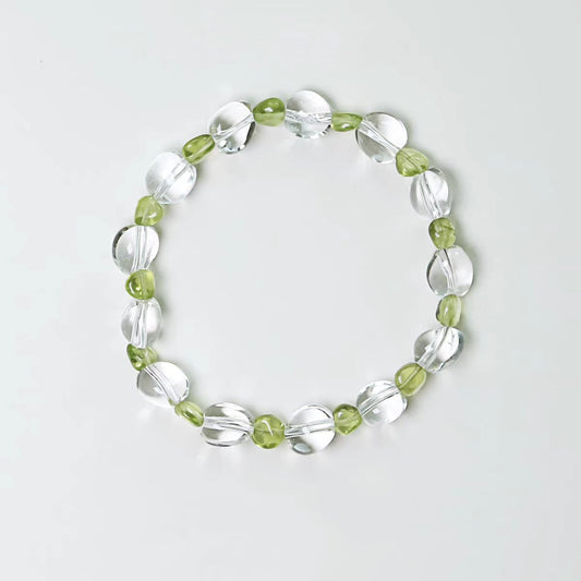 Peridot & Clear Quartz Bracelet – Clarity, Abundance & Light Energy