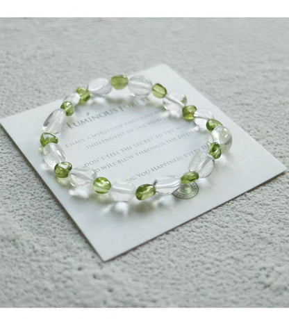 Peridot & Clear Quartz Bracelet – Clarity, Abundance & Light Energy