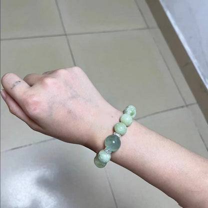 Natural Jadeite & Fluorite Crystal Healing Bracelet – Calming Green Energy