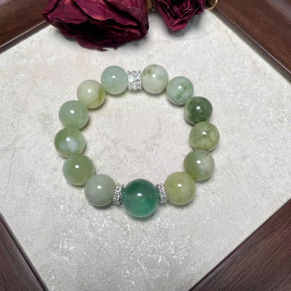 Natural Jadeite & Fluorite Crystal Healing Bracelet – Calming Green Energy
