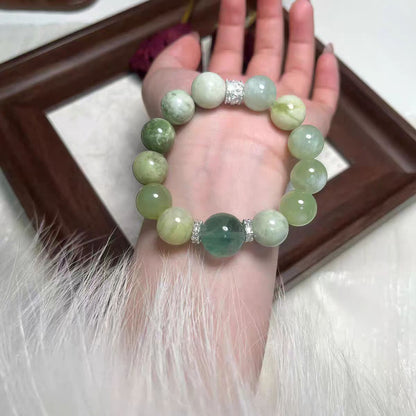 Natural Jadeite & Fluorite Crystal Healing Bracelet – Calming Green Energy