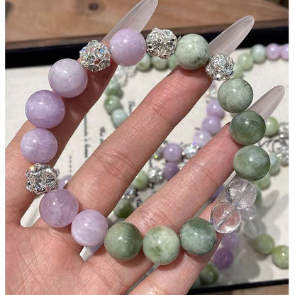 Lavender Jade & Green Jadeite Crystal Bracelet – Abundance & Tranquility