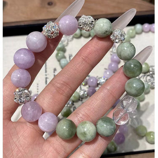 Lavender Jade & Green Jadeite Crystal Bracelet – Abundance & Tranquility