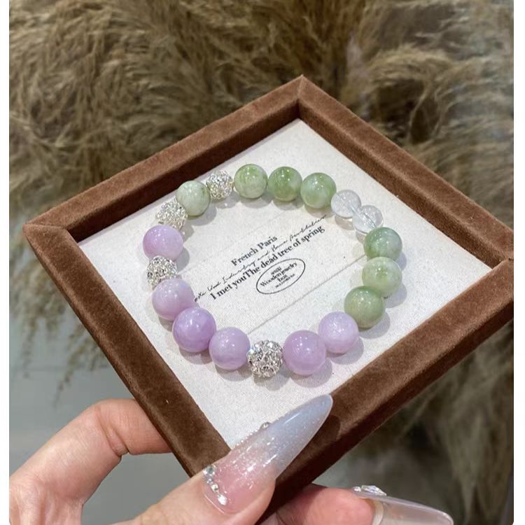 Lavender Jade & Green Jadeite Crystal Bracelet – Abundance & Tranquility