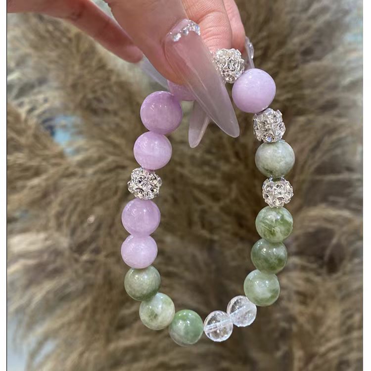 Lavender Jade & Green Jadeite Crystal Bracelet – Abundance & Tranquility