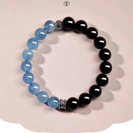Obsidian & Aquamarine Energy Protection Bracelet