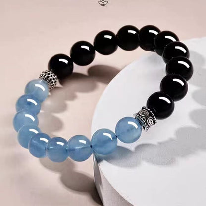 Obsidian & Aquamarine Energy Protection Bracelet