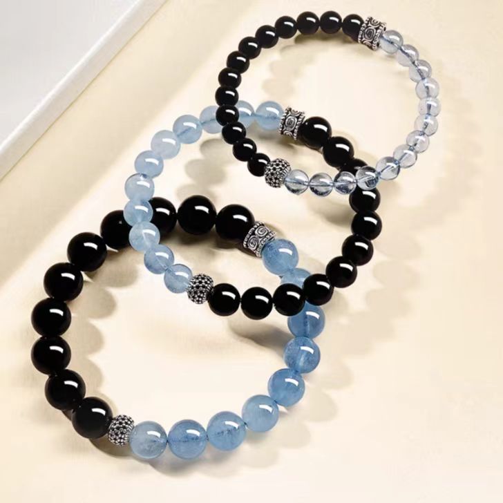 Obsidian & Aquamarine Energy Protection Bracelet