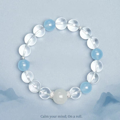 Calm Spirit Bracelet – Aquamarine & Clear Quartz for Peace, Clarity & Flow