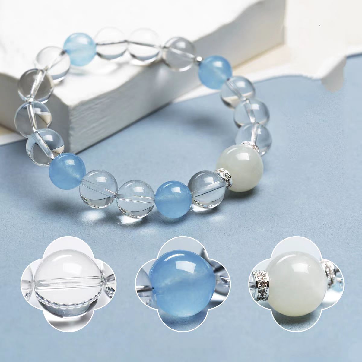 Calm Spirit Bracelet – Aquamarine & Clear Quartz for Peace, Clarity & Flow