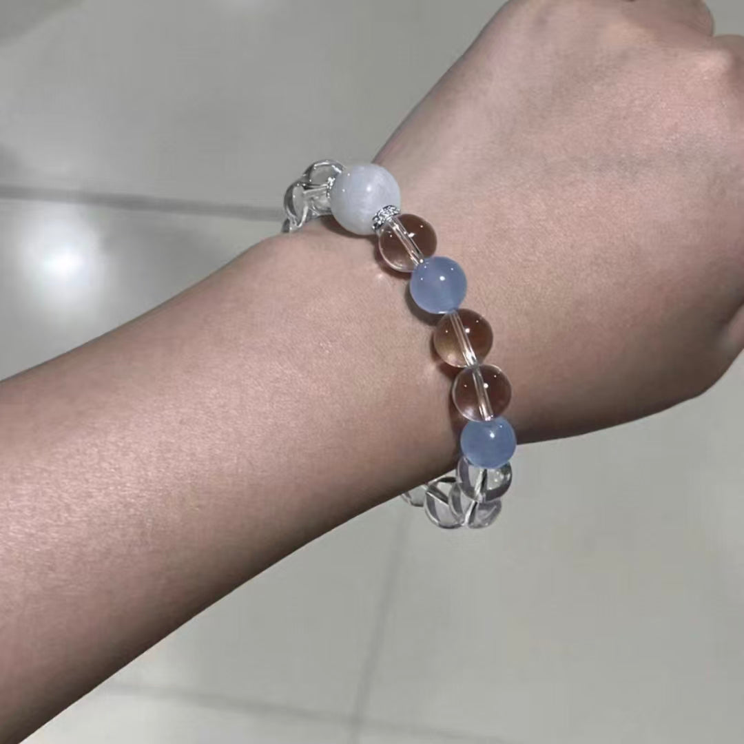 Calm Spirit Bracelet – Aquamarine & Clear Quartz for Peace, Clarity & Flow