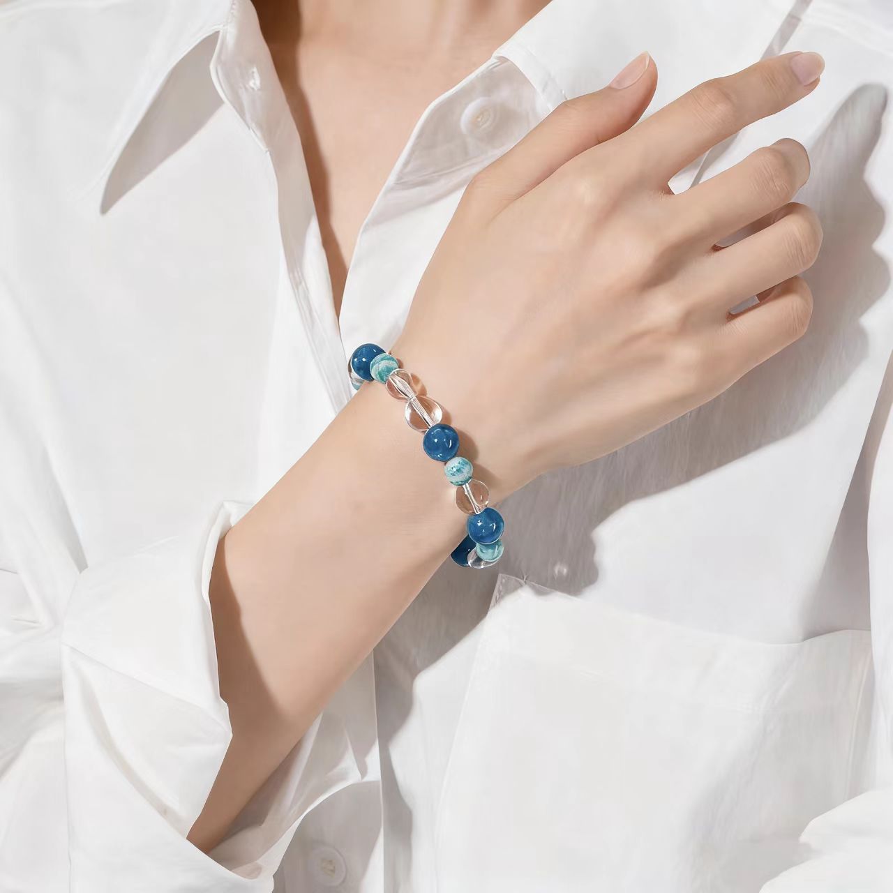 Blue Apatite & Amazonite with Clear Quartz Bracelet