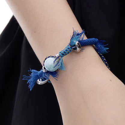 Ocean Spirit Handmade Larimar Healing Bracelet – Adjustable Macrame Crystal Jewelry