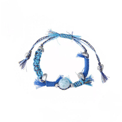 Ocean Spirit Handmade Larimar Healing Bracelet – Adjustable Macrame Crystal Jewelry