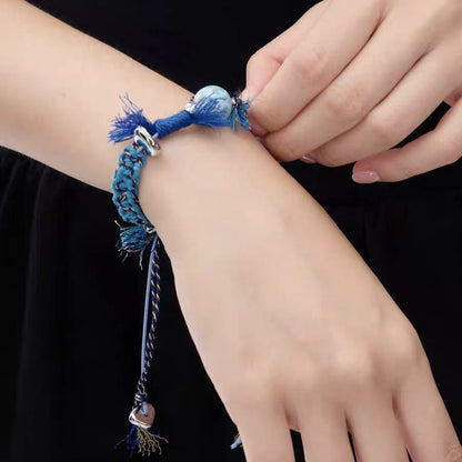 Ocean Spirit Handmade Larimar Healing Bracelet – Adjustable Macrame Crystal Jewelry