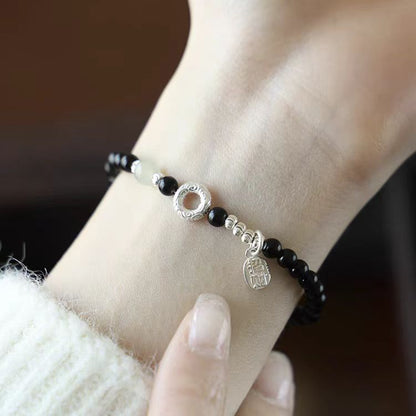 Black Agate & Jade Talisman Bracelet – Balance & Good Fortune