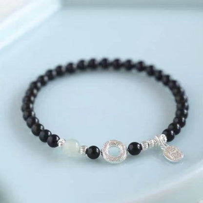 Black Agate & Jade Talisman Bracelet – Balance & Good Fortune