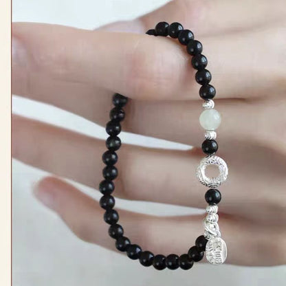 Black Agate & Jade Talisman Bracelet – Balance & Good Fortune