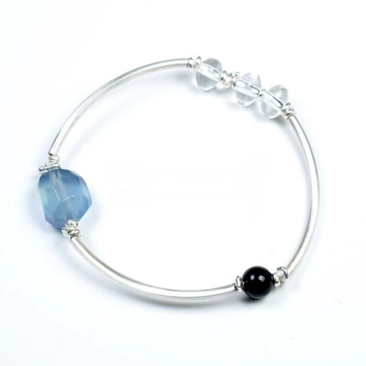 Elegant Mixed Crystal Open Bangle