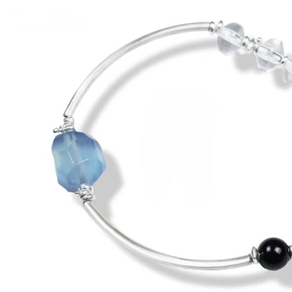 Elegant Mixed Crystal Open Bangle