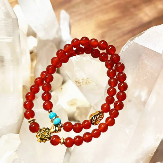 Red Agate Double Wrap Bracelet | Luck • Protection • Energy Boost