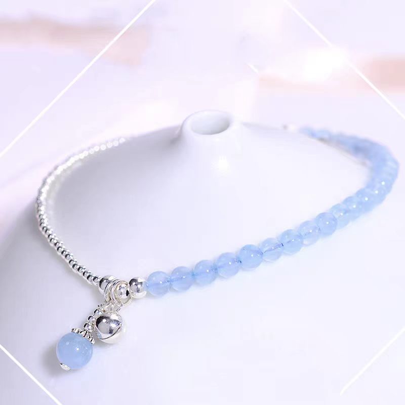 Serene Whisper — Blue Chalcedony & Silver Bead Healing Bracelet