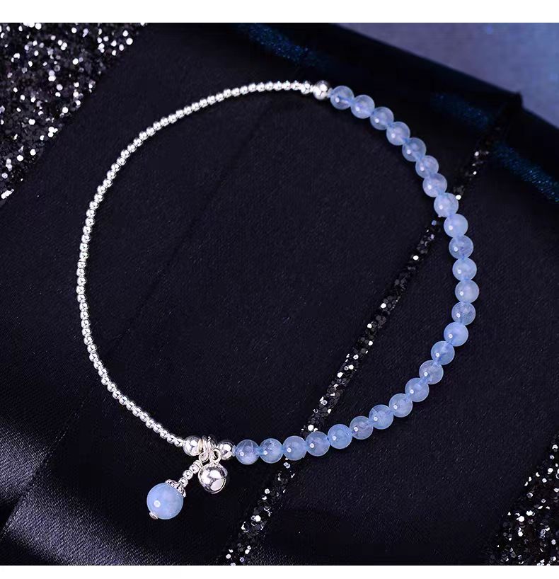 Serene Whisper — Blue Chalcedony & Silver Bead Healing Bracelet