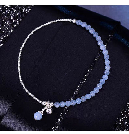 Serene Whisper — Blue Chalcedony & Silver Bead Healing Bracelet
