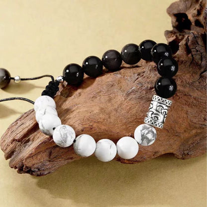 Yin & Yang Harmony Bracelet – Black Obsidian & White Howlite Crystal Healing Jewelry