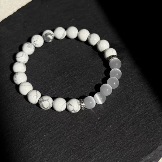 White Howlite & White Agate Healing Bracelet – For Calm, Clarity & Energy Balance