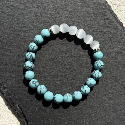White Howlite & White Agate Healing Bracelet – For Calm, Clarity & Energy Balance