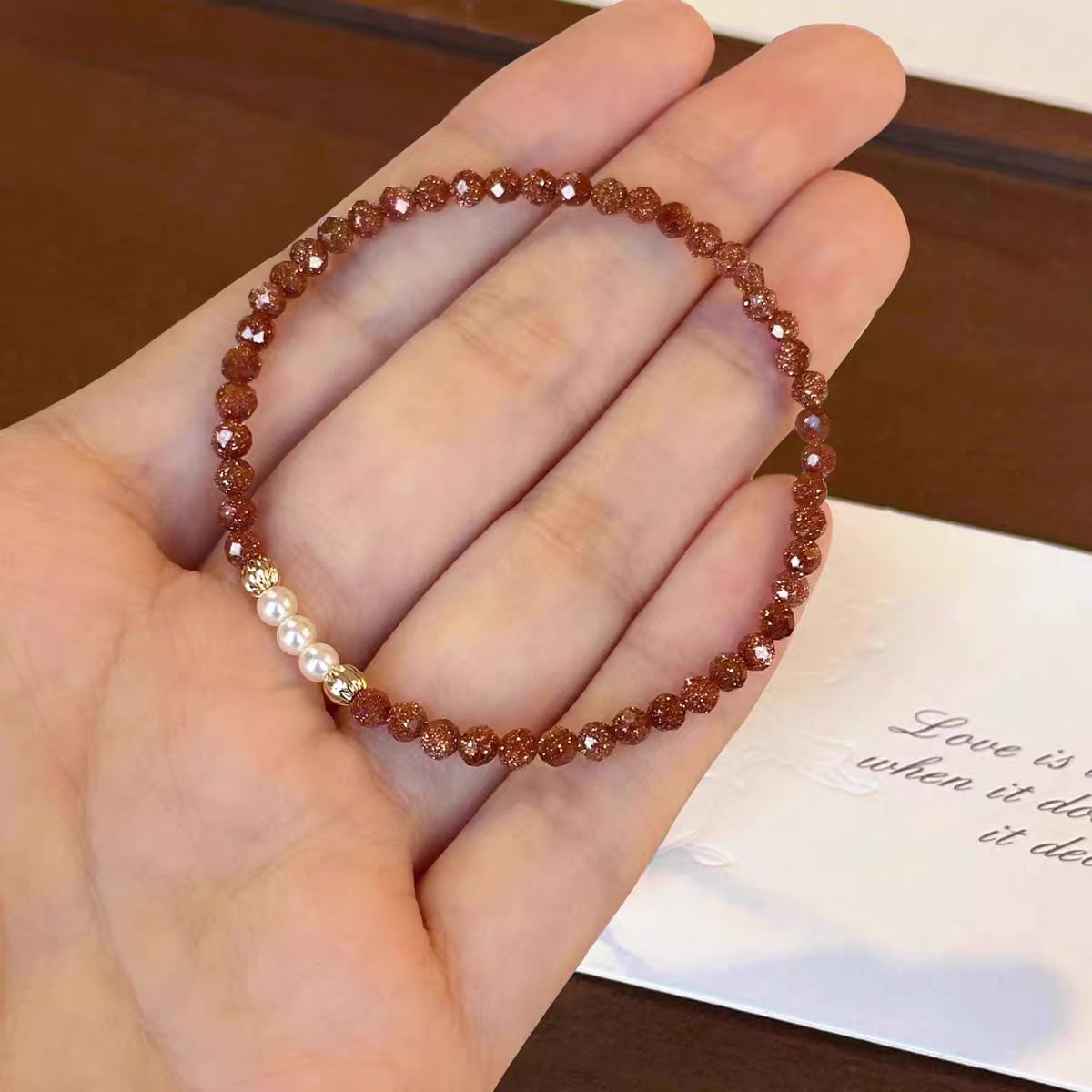 Goldstone & Freshwater Pearl Bracelet – Energy & Confidence