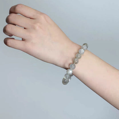 White Moon Cat's Eye Crystal Healing Bracelet – Calming & Intuition Enhancer
