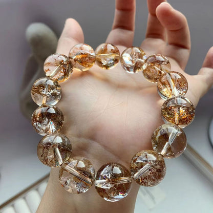 Golden Foil Rutilated Quartz Healing Bracelet – Abundance & Radiance