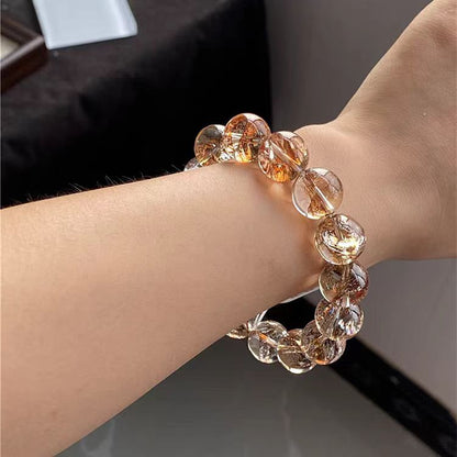 Golden Foil Rutilated Quartz Healing Bracelet – Abundance & Radiance