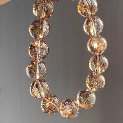 Golden Foil Rutilated Quartz Healing Bracelet – Abundance & Radiance