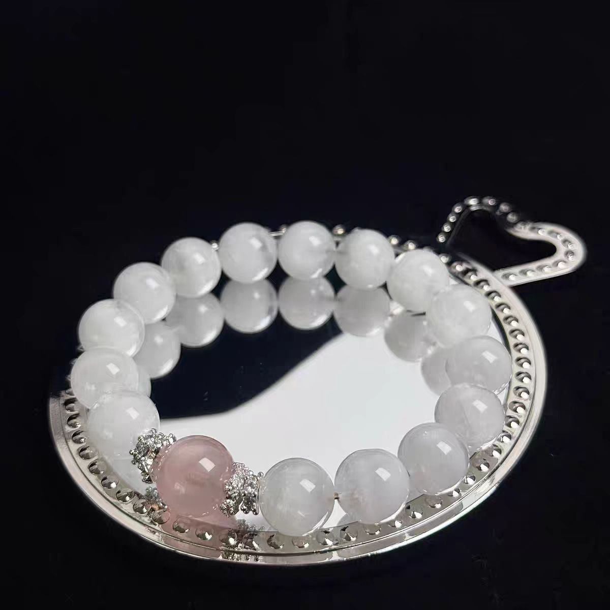 Pure Heart Harmony Bracelet – White Quartz & Rose Quartz Crystal Healing Jewelry
