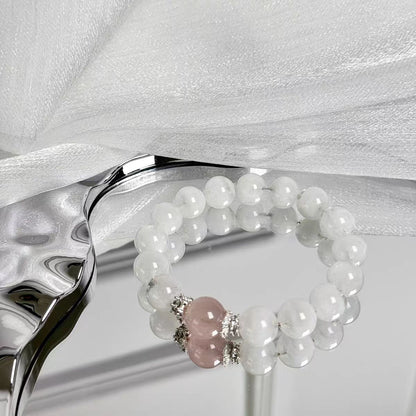 Pure Heart Harmony Bracelet – White Quartz & Rose Quartz Crystal Healing Jewelry