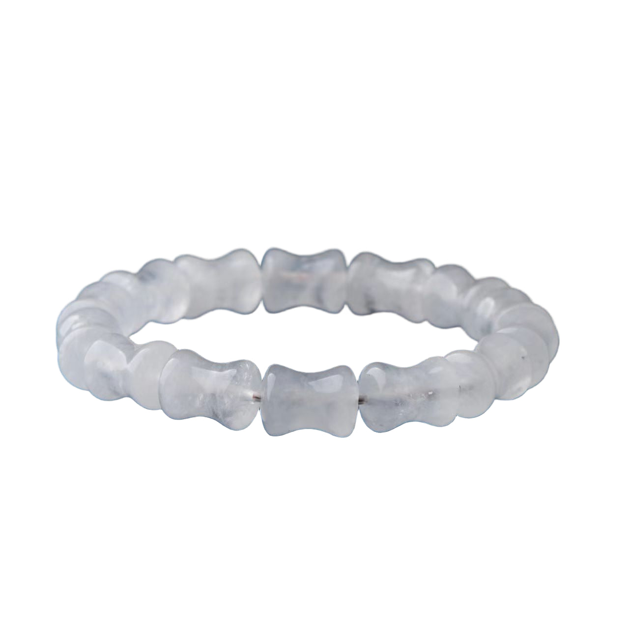 White beaded bracelet on a white background