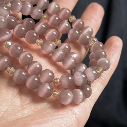 Rose Mauve Cat's Eye Crystal Bracelet – Emotional Harmony & Inner Light