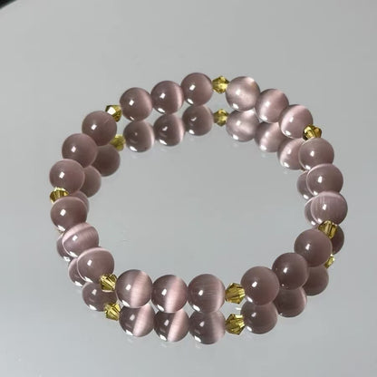 Rose Mauve Cat's Eye Crystal Bracelet – Emotional Harmony & Inner Light