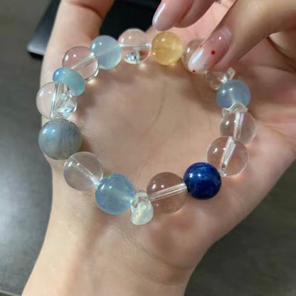 Crystal Harmony Healing Bracelet – Clear Quartz, Blue Lace, Moonstone & More