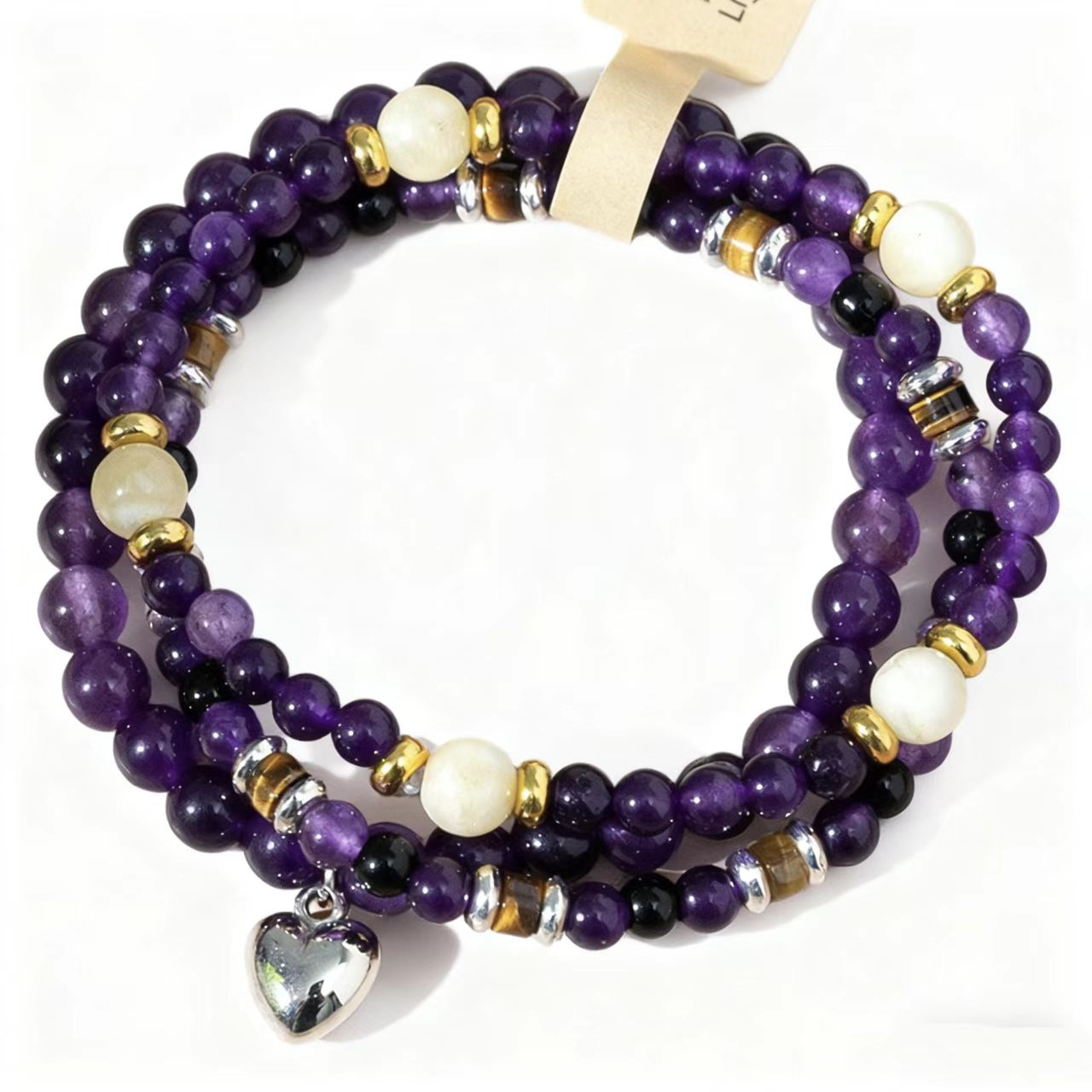 Turquoise Healing Energy Bracelet – Double Wrap with Heart Charm