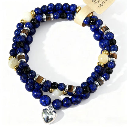 Turquoise Healing Energy Bracelet – Double Wrap with Heart Charm