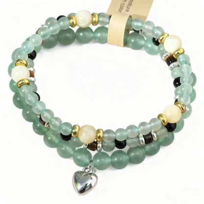 Turquoise Healing Energy Bracelet – Double Wrap with Heart Charm