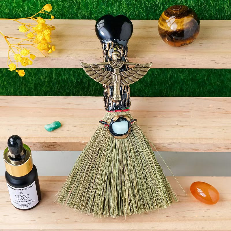 Crystal Witch Broom – Tiger's Eye, Amethyst & Tourmaline