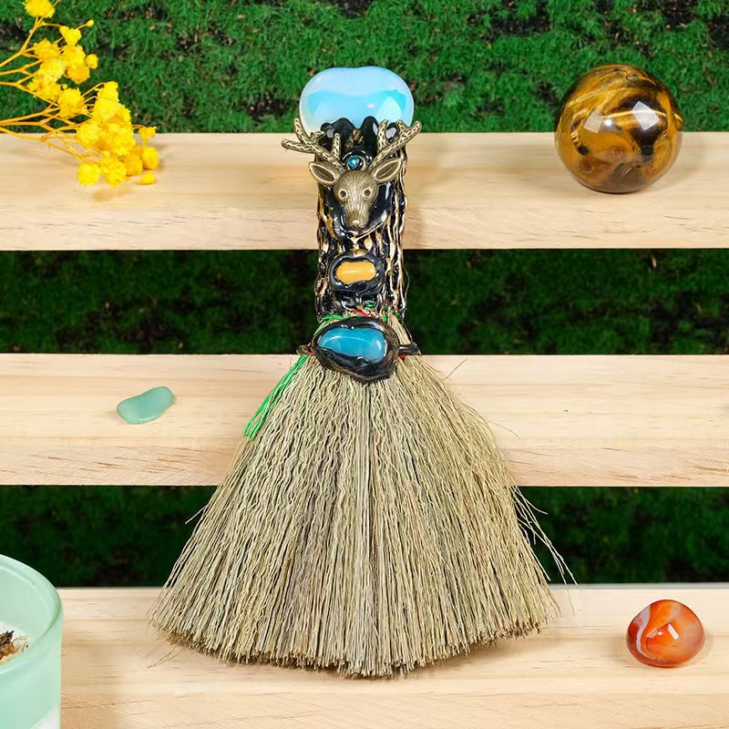 Crystal Witch Broom – Tiger's Eye, Amethyst & Tourmaline