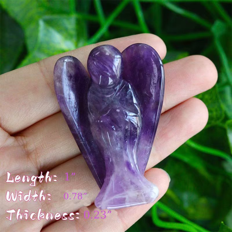 Hand-Carved Amethyst Angel Figurine – Pocket Crystal for Healing & Protection